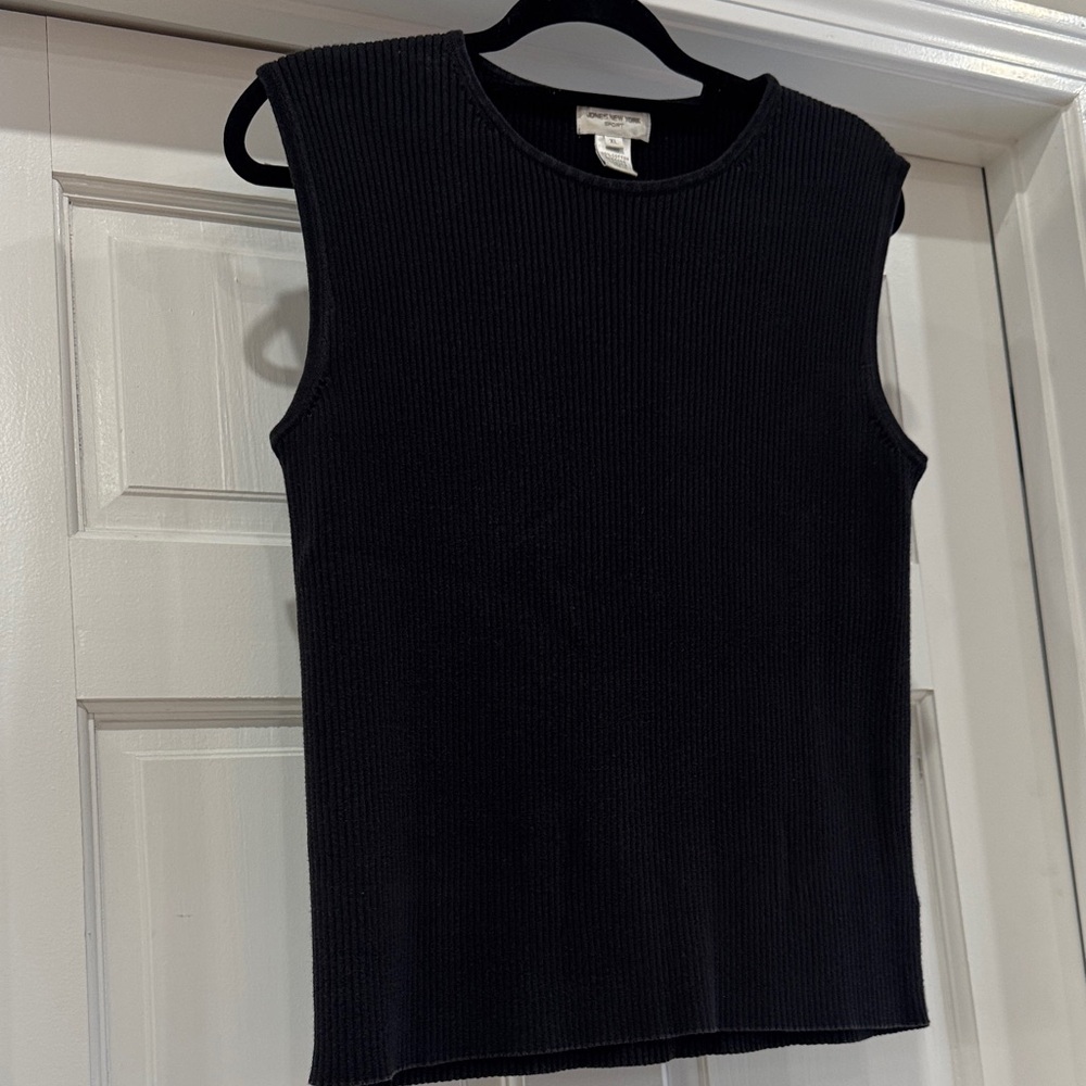 Y2K Jones New York Sport Sleeveless Ribbed Black Thick Tank Top